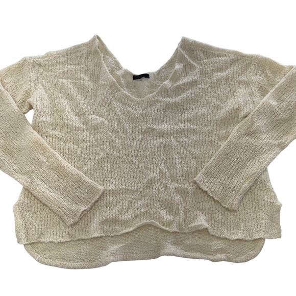 ATM Sweater Womens Medium Cream Soft V Neck Oversized Knit Cashmere Wool Silk - Picture 2 of 11